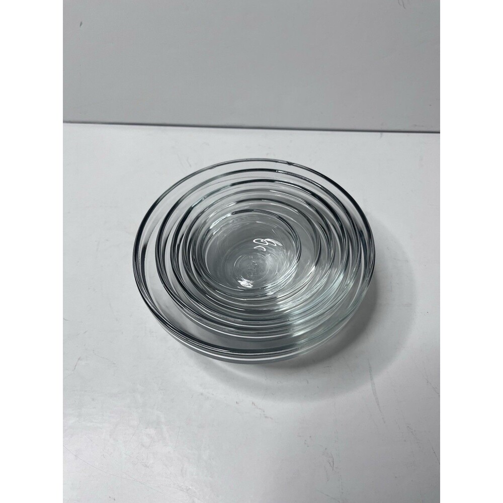 VINTAGE Anchor Hocking Nesting Bowls Set of 6 Clear Glass Sm 2.5 - Lg 5.5”